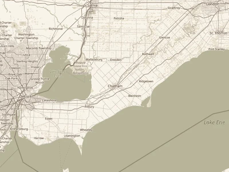 Map showing Riverside Estates in Chatham, Ontario